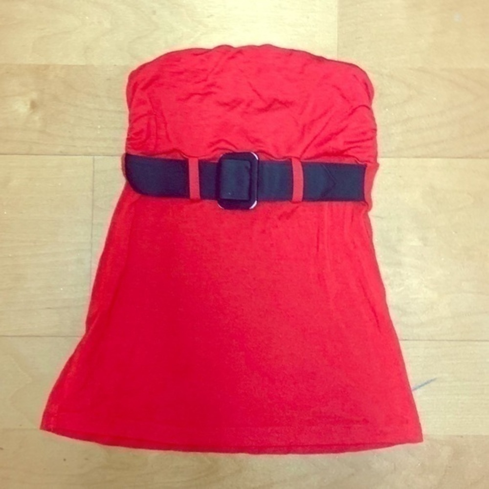 EXPRESS Red Strapless Waist Belt Tube Top Small